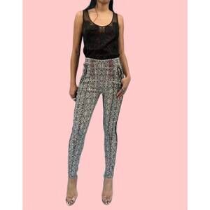 NEW IN EARNEST metallic jacquard pant in black and white